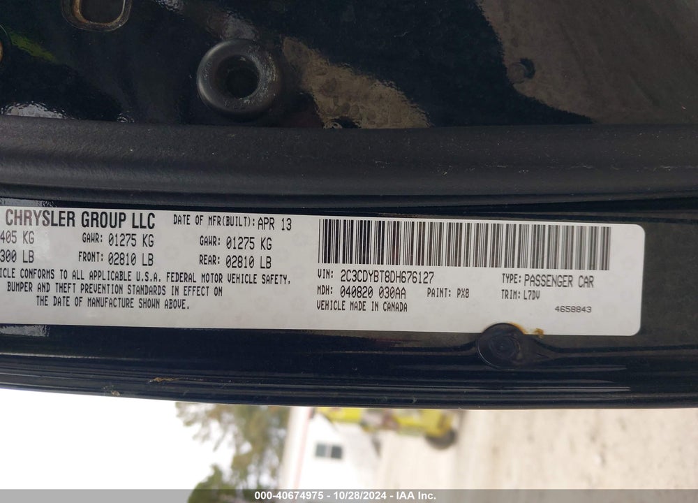 2013 DODGE CHALLENGER R/T VIN: 2C3CDYBT8DH676127