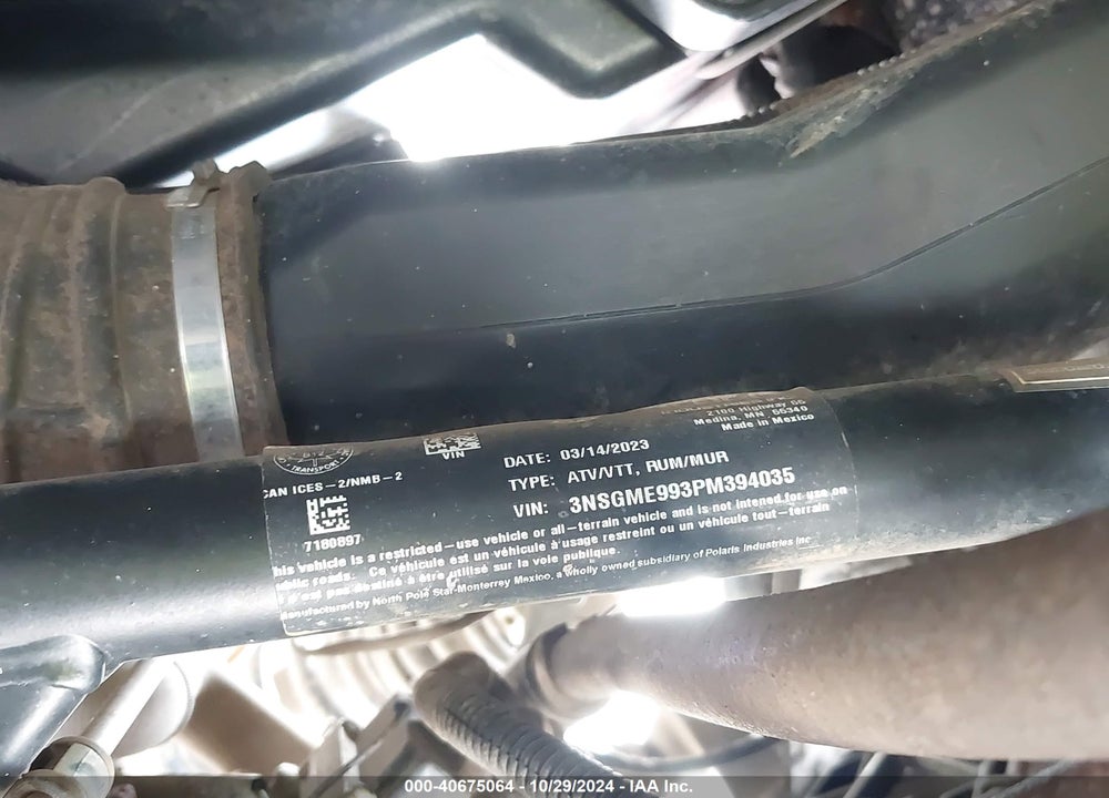 2023 POLARIS GENERAL XP 4 1000 SPORT VIN: 3NSGME993PM394035