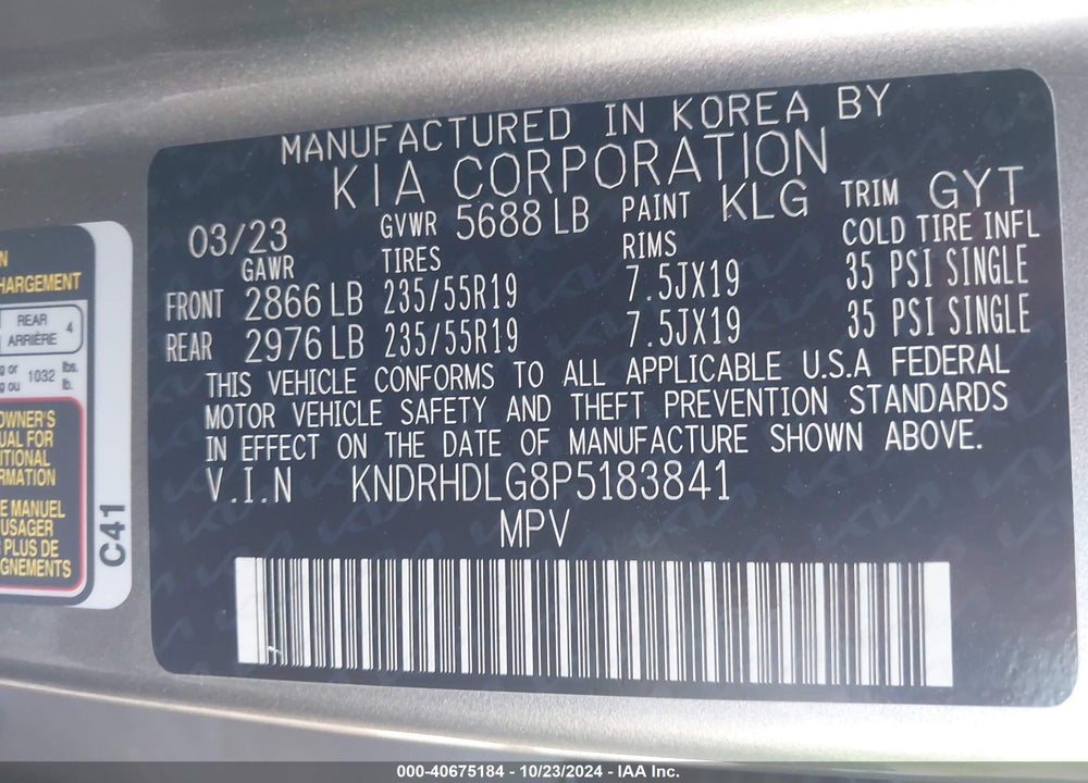 2023 KIA SORENTO HYBRID EX VIN: KNDRHDLG8P5183841