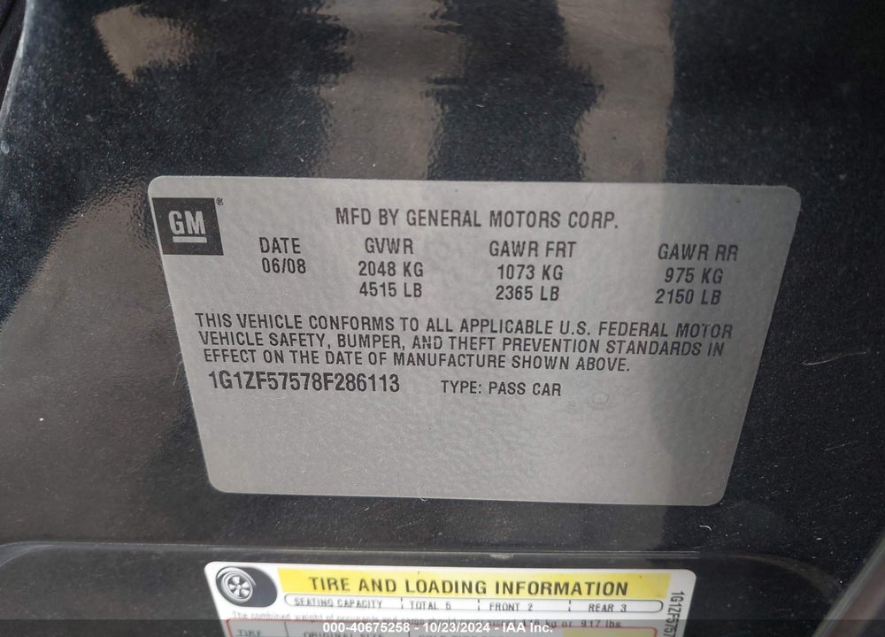 2008 CHEVROLET MALIBU HYBRID VIN: 1G1ZF57578F286113