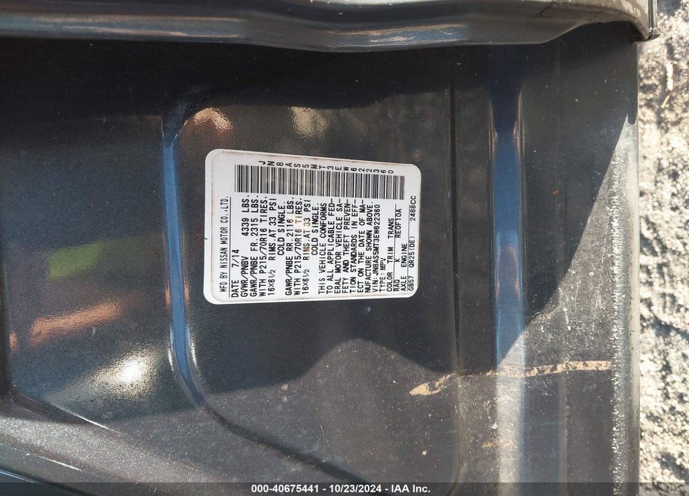 2014 NISSAN ROGUE SELECT S VIN: JN8AS5MT3EW622360