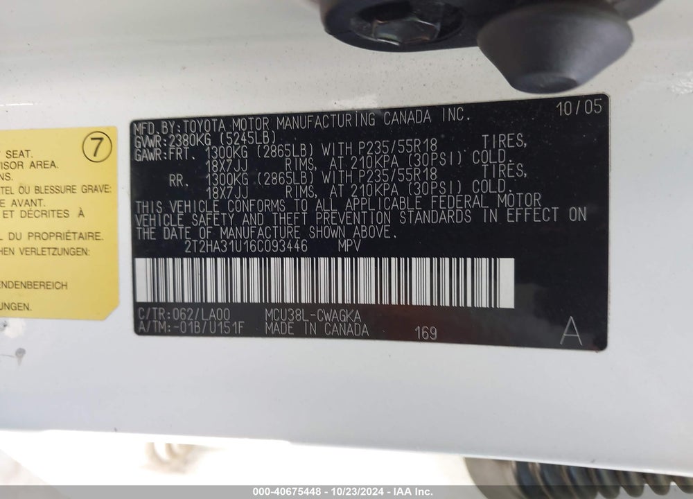 2006 LEXUS RX 330 VIN: 2T2HA31U16C093446