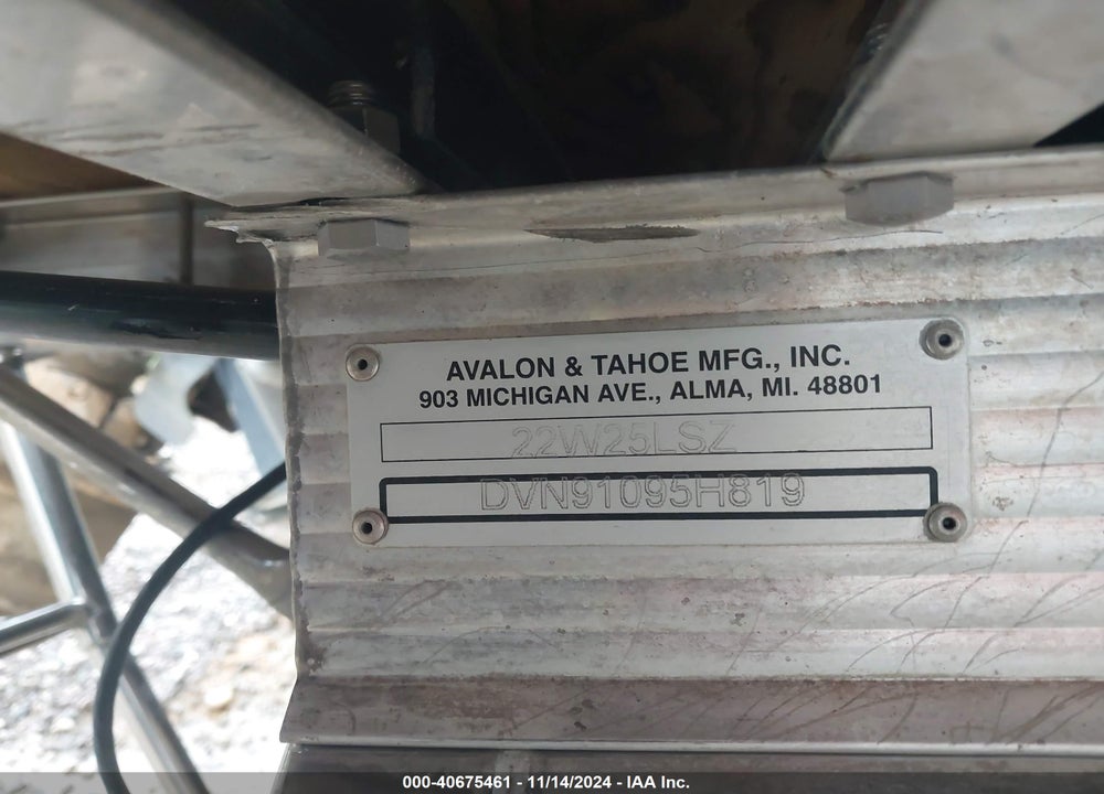 2019 AVALON PONTOON VIN: DUN91095H819