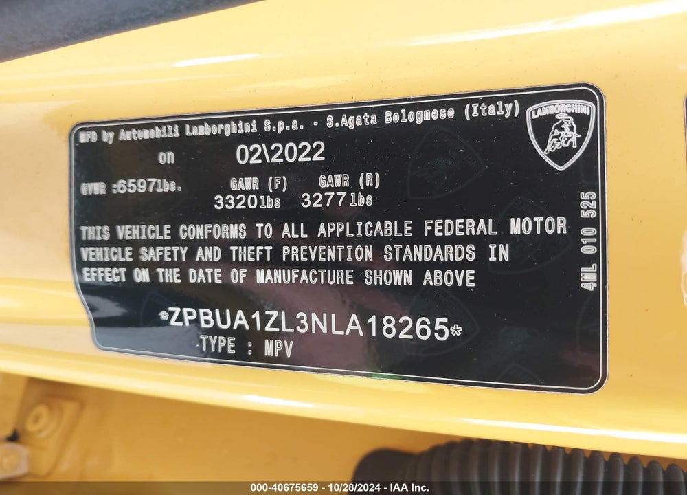 2022 LAMBORGHINI URUS GRAPHITE CAPSULE/PEARL CAPSULE VIN: ZPBUA1ZL3NLA18265