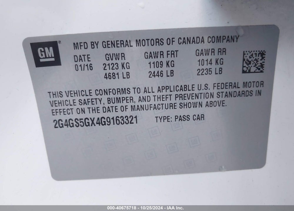 2016 BUICK REGAL TURBO PREMIUM II VIN: 2G4GS5GX4G9163321