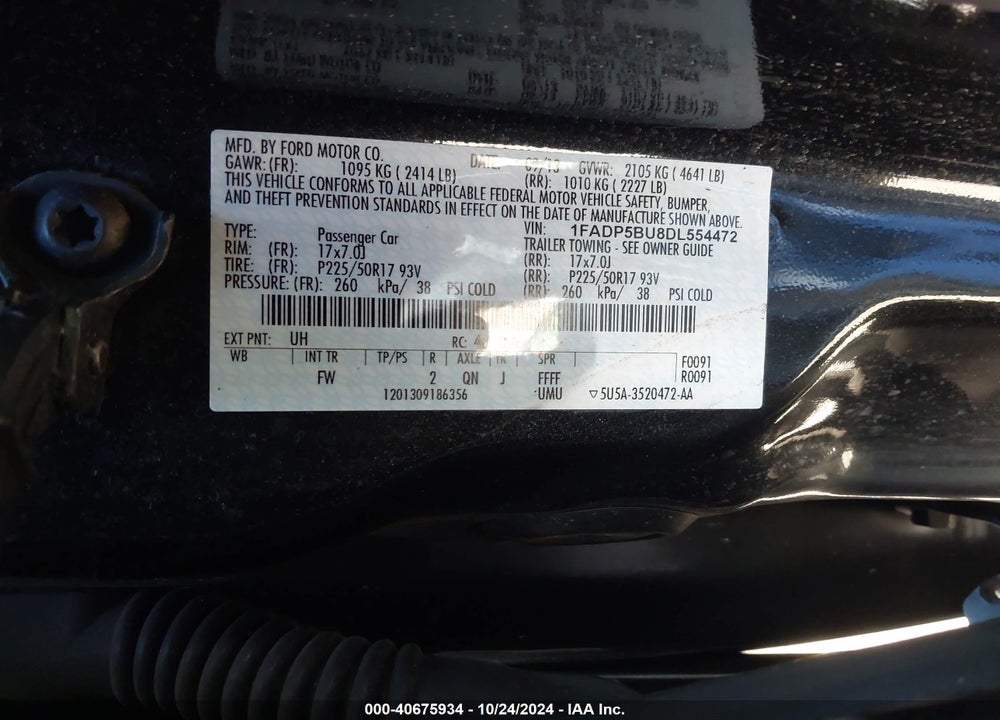 2013 FORD C-MAX HYBRID SEL VIN: 1FADP5BU8DL554472