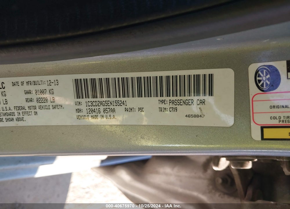 2014 DODGE AVENGER SE VIN: 1C3CDZAG5EN155241