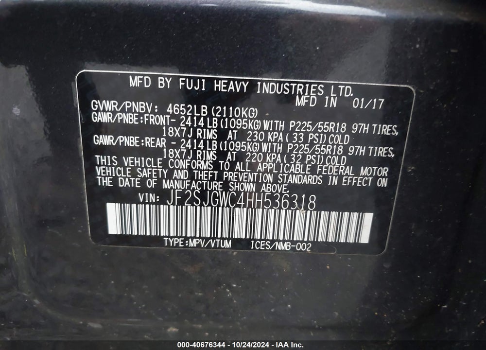 2017 SUBARU FORESTER 2.0XT TOURING VIN: JF2SJGWC4HH536318
