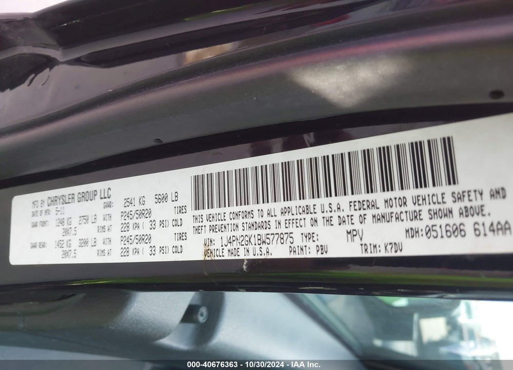 2011 JEEP LIBERTY SPORT VIN: 1J4PN2GK1BW577875