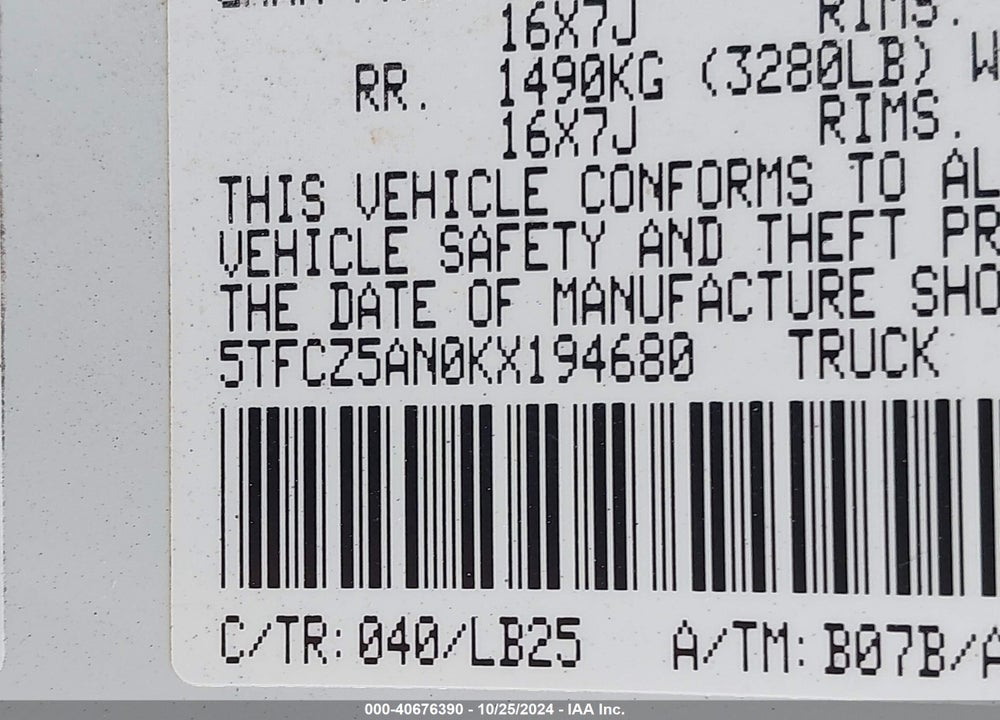 2019 TOYOTA TACOMA TRD PRO VIN: 5TFCZ5AN0KX194680