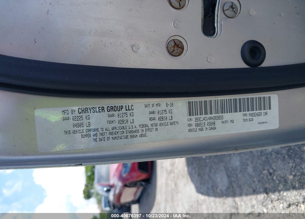 2010 DODGE CHALLENGER SE VIN: 2B3CJ4DV4AH283833