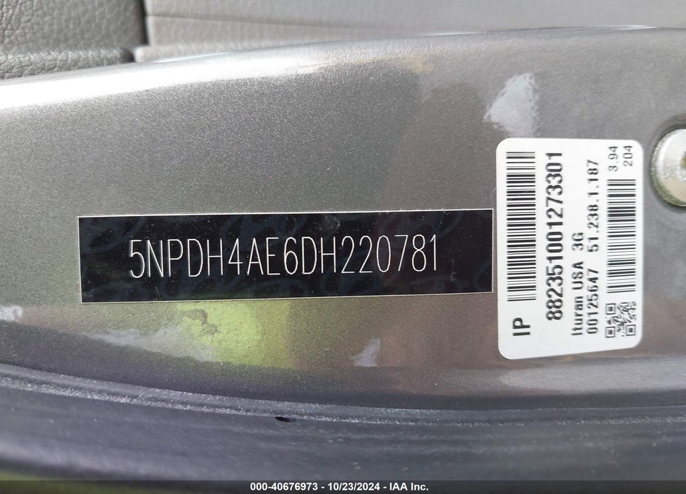 2013 HYUNDAI ELANTRA GLS VIN: 5NPDH4AE6DH220781