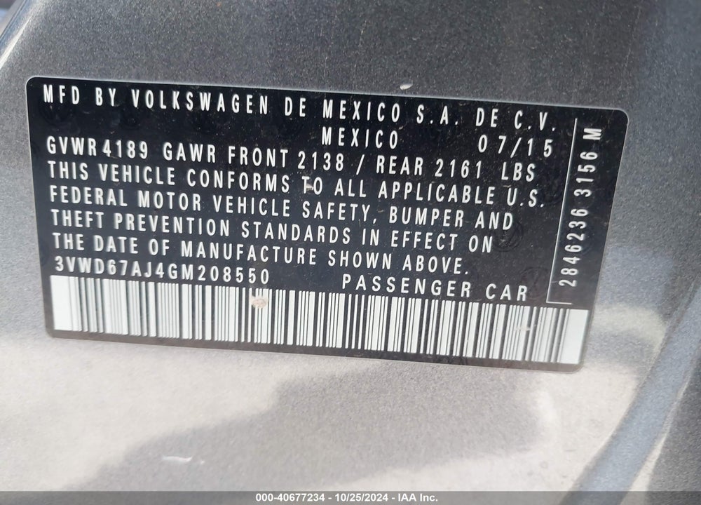 2016 VOLKSWAGEN JETTA 1.4T SE VIN: 3VWD67AJ4GM208550