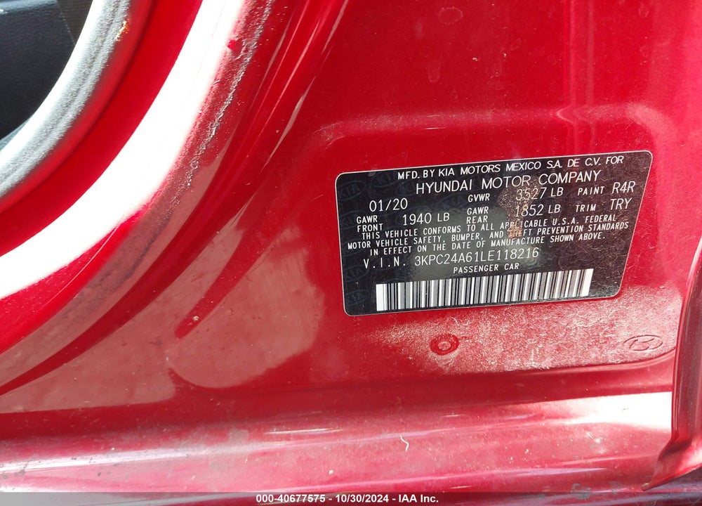 2020 HYUNDAI ACCENT SE VIN: 3KPC24A61LE118216