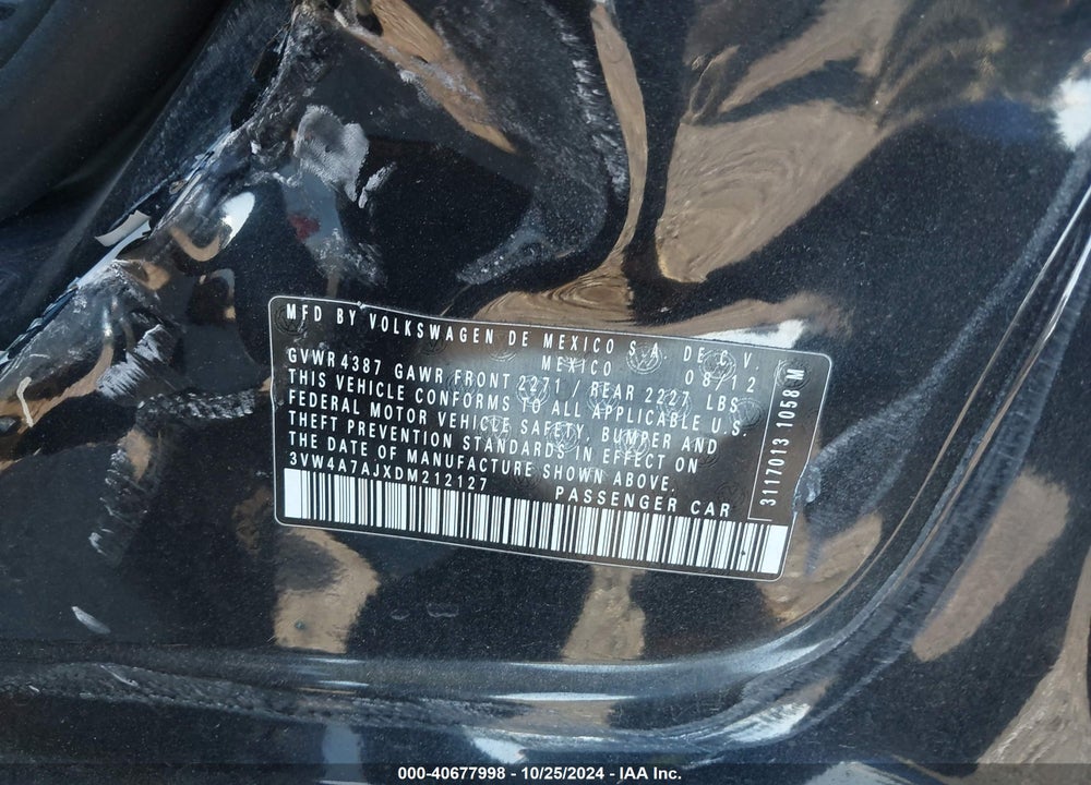 2013 VOLKSWAGEN JETTA GLI VIN: 3VW4A7AJXDM212127