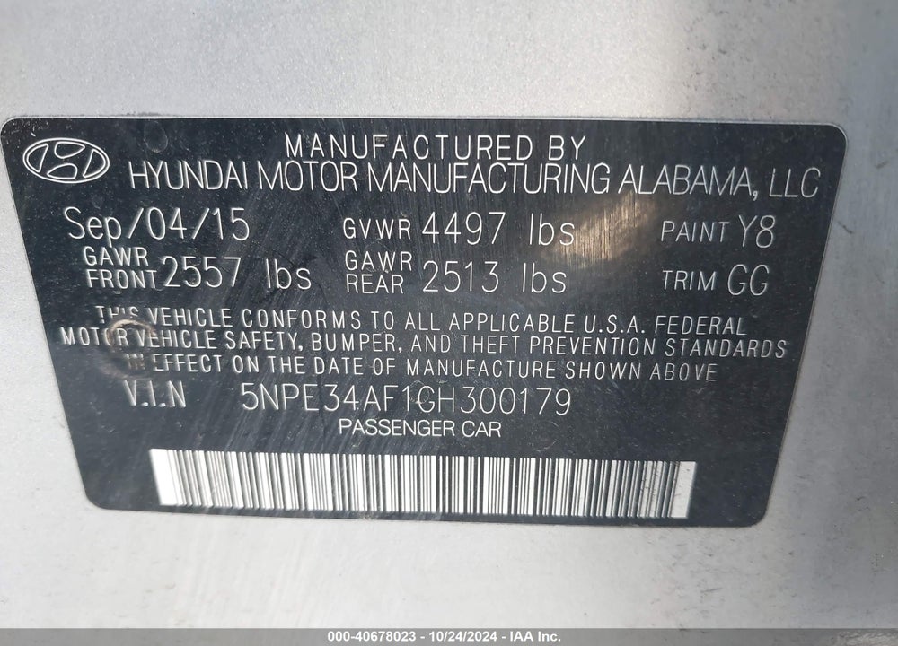 2016 HYUNDAI SONATA LIMITED VIN: 5NPE34AF1GH300179