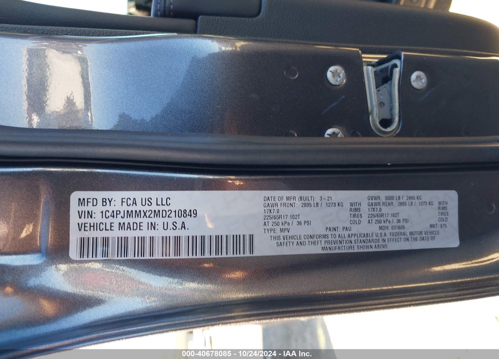 2021 JEEP CHEROKEE LATITUDE LUX 4X4 VIN: 1C4PJMMX2MD210849