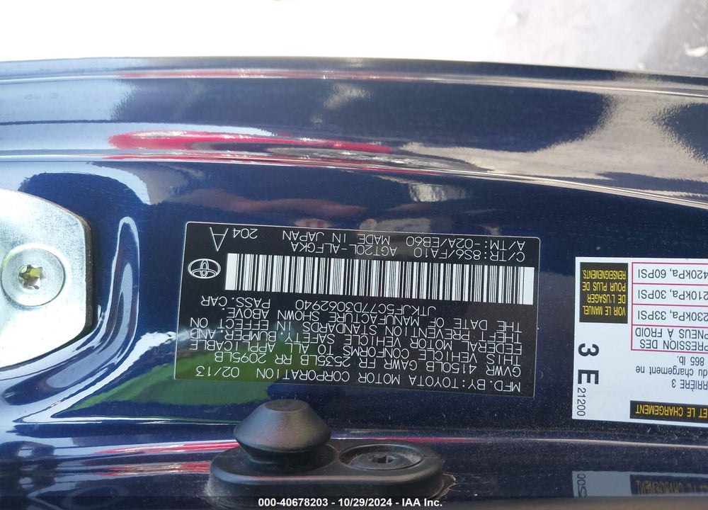 2013 SCION TC VIN: JTKJF5C77D3062940