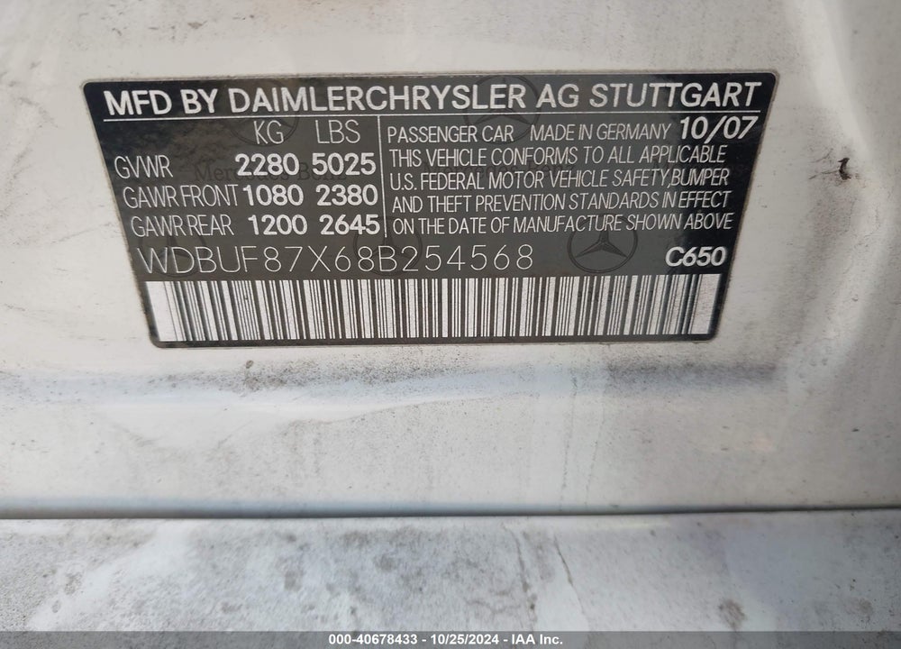 2008 MERCEDES-BENZ E 350 4MATIC VIN: WDBUF87X68B254568