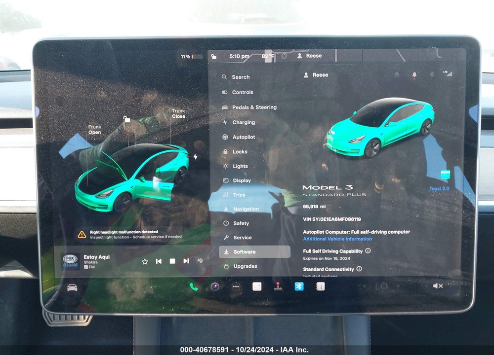 2021 TESLA MODEL 3 STANDARD RANGE PLUS REAR-WHEEL DRIVE VIN: 5YJ3E1EA6MF086119