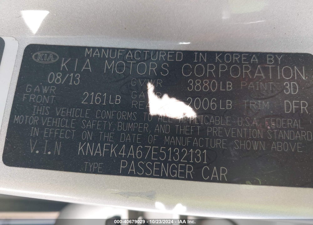 2014 KIA FORTE LX VIN: KNAFK4A67E5132131