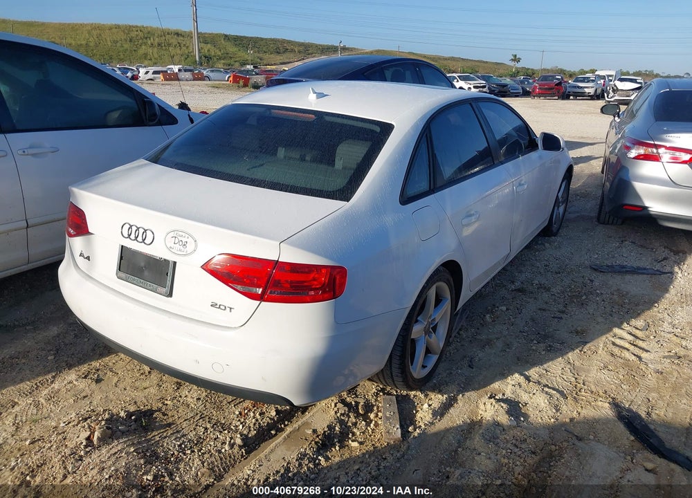 2012 AUDI A4 2.0T PREMIUM VIN: WAUAFAFL2CA118900