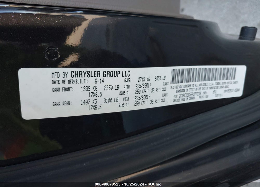 2014 CHRYSLER TOWN & COUNTRY TOURING VIN: 2C4RC1BG5ER377239