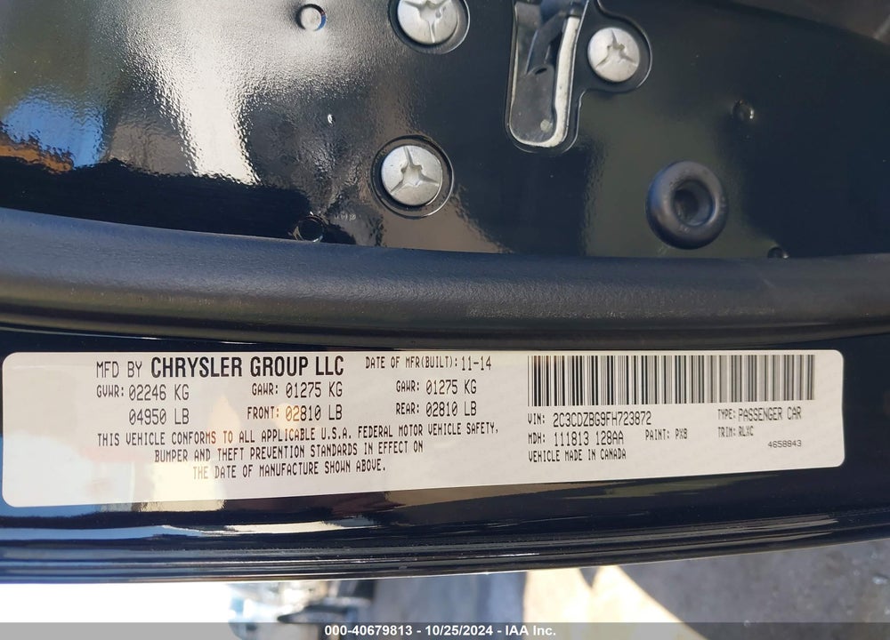 2015 DODGE CHALLENGER SXT PLUS VIN: 2C3CDZBG9FH723872