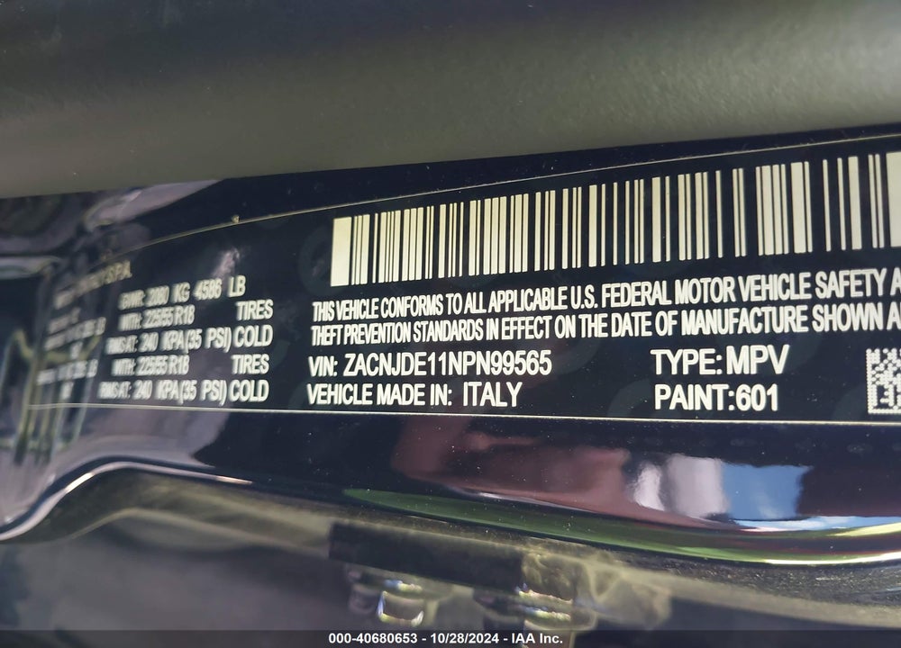 2022 JEEP RENEGADE ALTITUDE 4X4 VIN: ZACNJDE11NPN99565