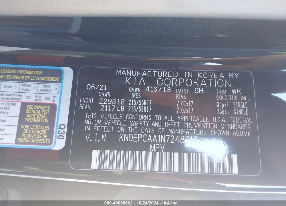 2022 KIA SELTOS LX VIN: KNDEPCAA1N7248718