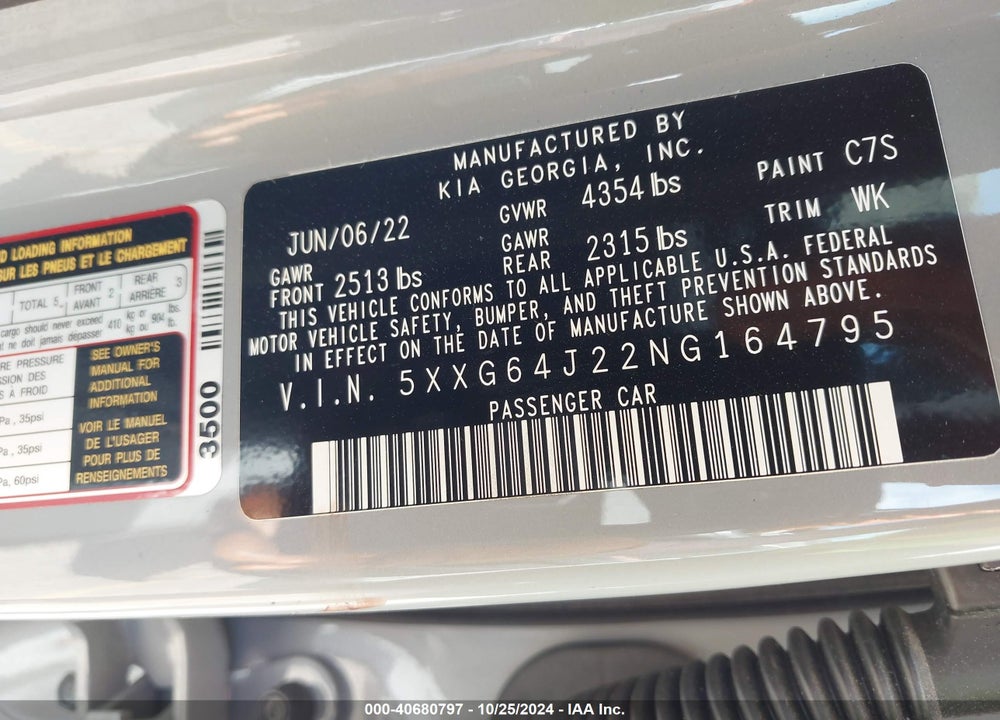 2022 KIA K5 GT LINE VIN: 5XXG64J22NG164795