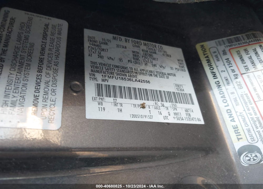 2006 FORD EXPEDITION EDDIE BAUER/KING RANCH VIN: 1FMFU18536LA42556