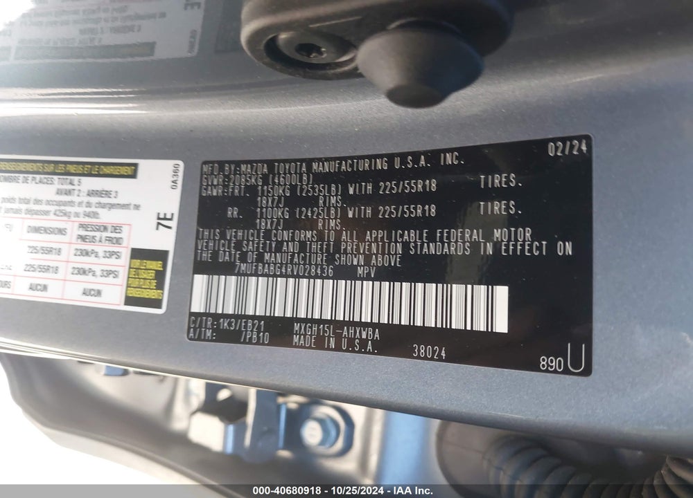 2024 TOYOTA COROLLA CROSS HYBRID XSE VIN: 7MUFBABG4RV028436
