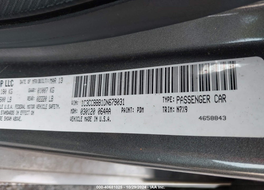 2013 CHRYSLER 200 TOURING VIN: 1C3CCBBB1DN679031