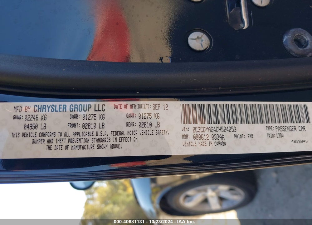 2013 DODGE CHALLENGER SXT VIN: 2C3CDYAG4DH524253