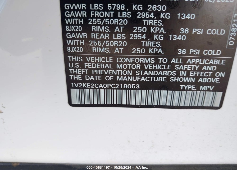 2023 VOLKSWAGEN ATLAS CROSS SPORT 3.6L V6 SE W/TECHNOLOGY VIN: 1V2KE2CA0PC218053