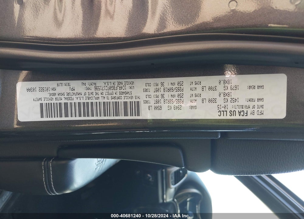 2015 JEEP GRAND CHEROKEE LIMITED VIN: 1C4RJFBG0FC171596
