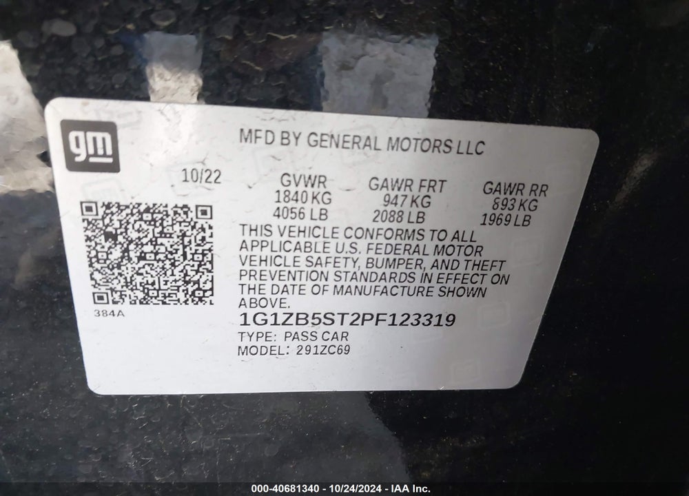 2023 CHEVROLET MALIBU FWD LS VIN: 1G1ZB5ST2PF123319