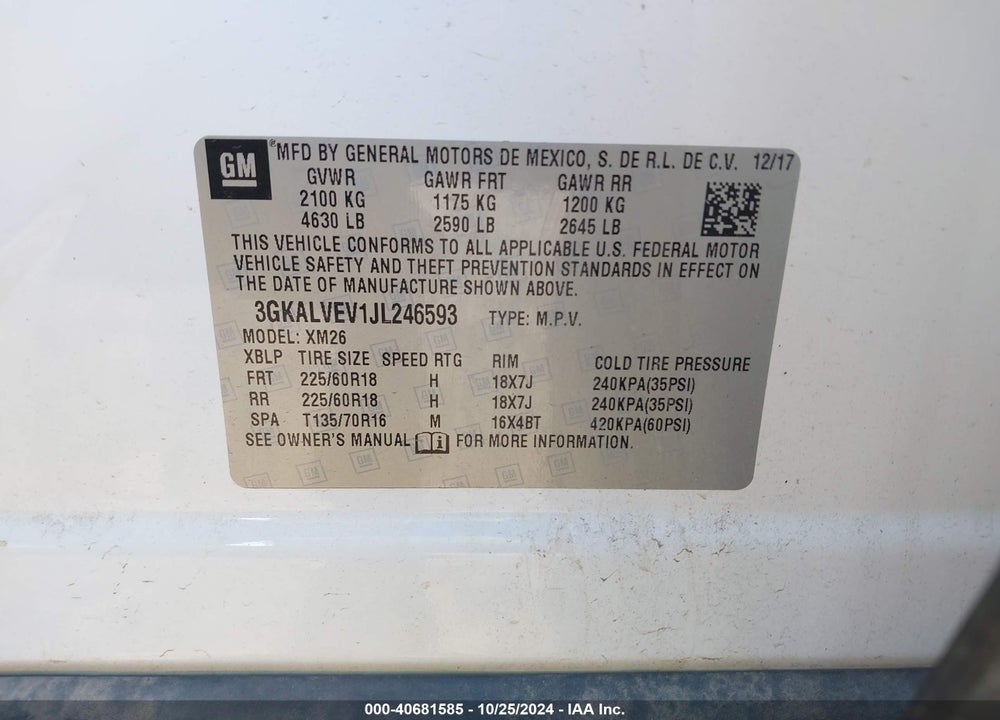 2018 GMC TERRAIN SLT VIN: 3GKALVEV1JL246593