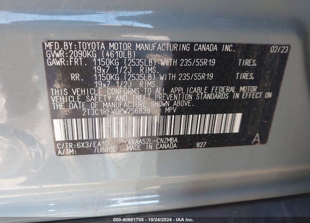 2023 TOYOTA RAV4 XLE PREMIUM VIN: 2T3C1RFV0PW256839