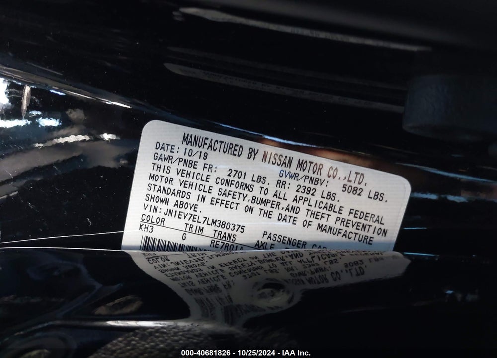 2020 INFINITI Q60 LUXE AWD VIN: JN1EV7EL7LM380375