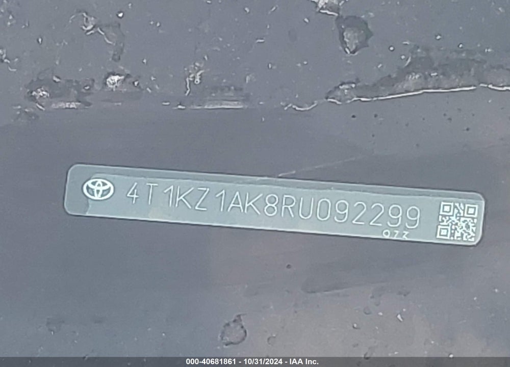 2024 TOYOTA CAMRY XSE V6 VIN: 4T1KZ1AK8RU092299