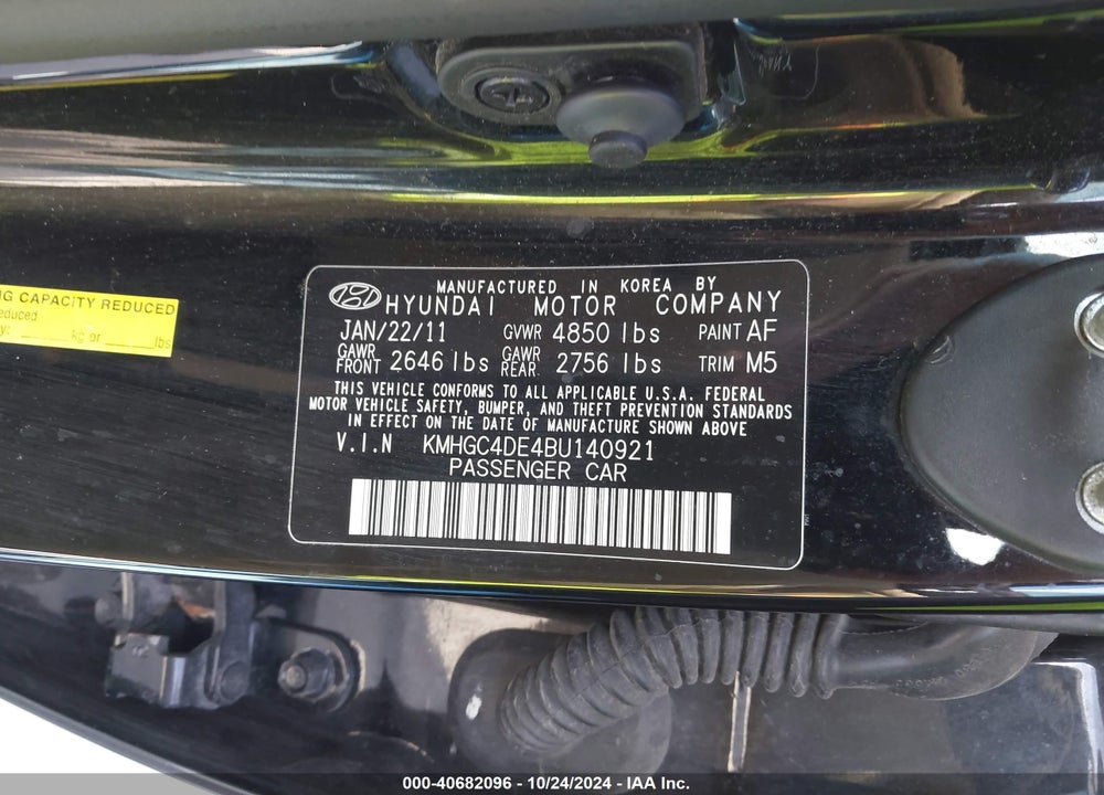 2011 HYUNDAI GENESIS 3.8 VIN: KMHGC4DE4BU140921