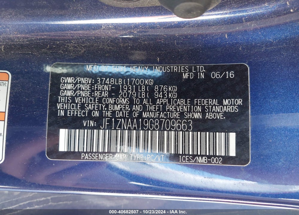2016 SCION FR-S VIN: JF1ZNAA19G8709663