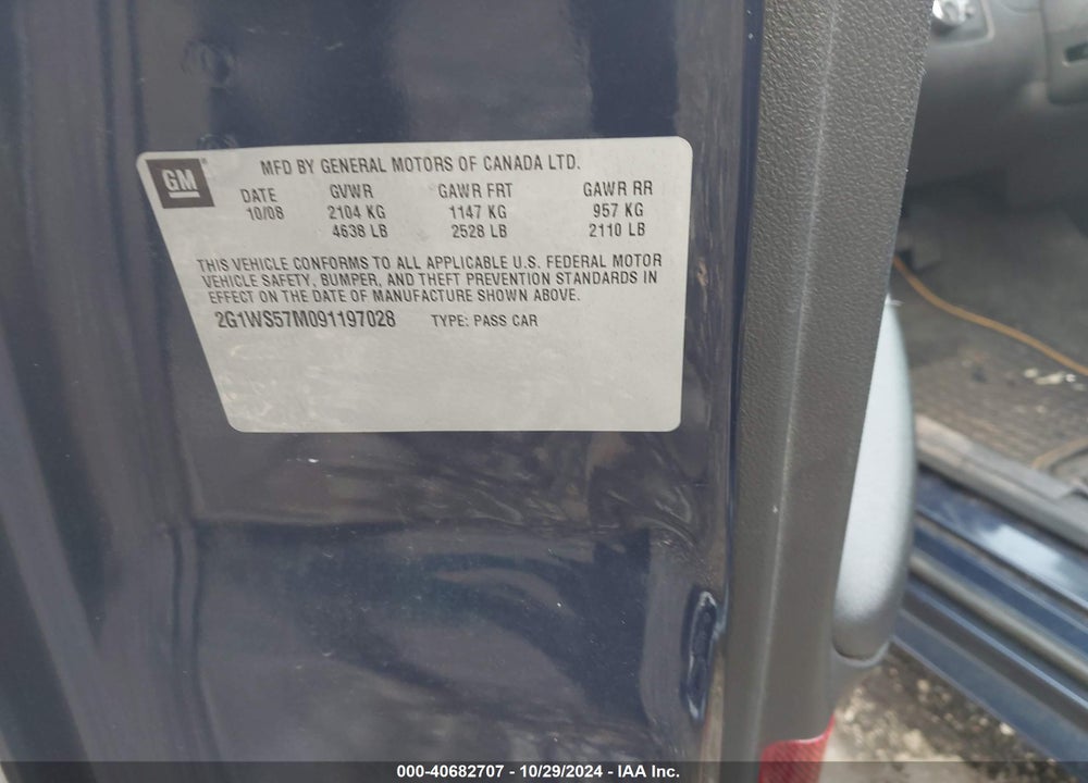2009 CHEVROLET IMPALA POLICE VIN: 2G1WS57M091197028
