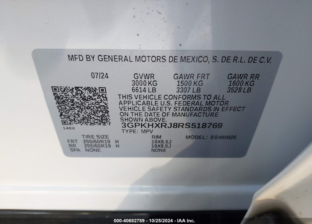 2024 HONDA PROLOGUE TOURING VIN: 3GPKHXRJ8RS518769