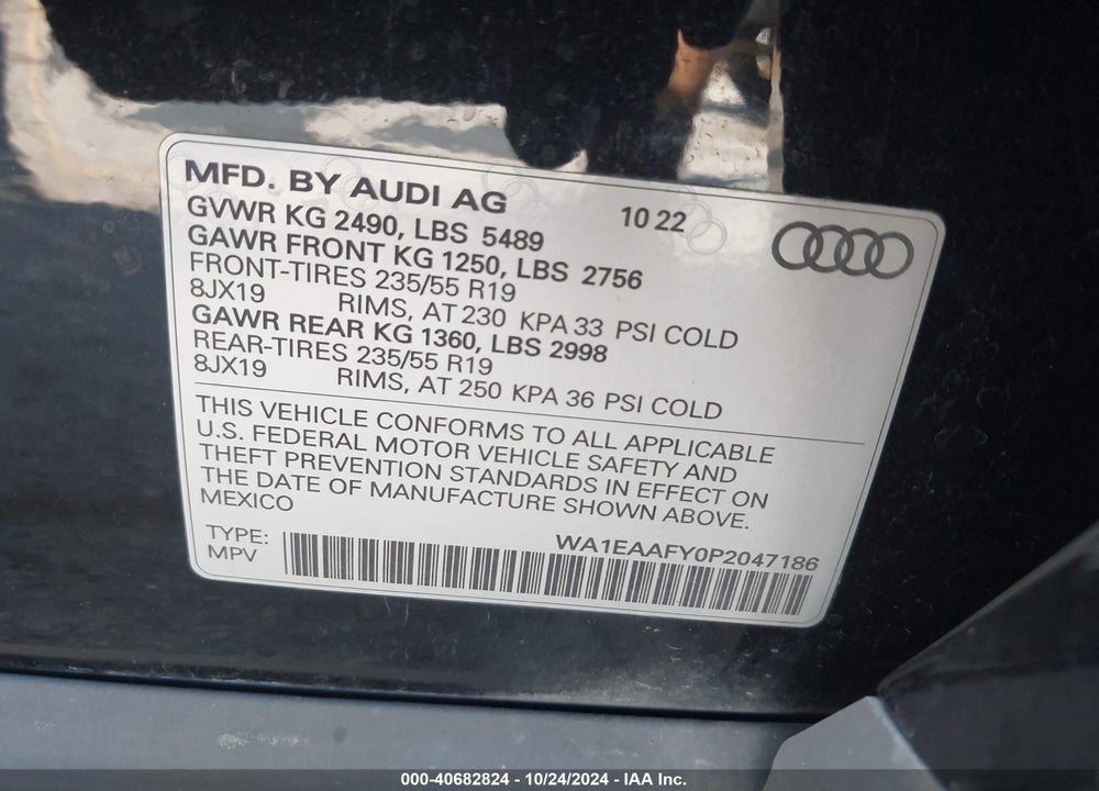 2023 AUDI Q5 PREMIUM PLUS 45 TFSI S LINE QUATTRO VIN: WA1EAAFY0P2047186