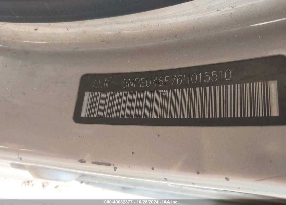 2006 HYUNDAI SONATA GLS V6/LX V6 VIN: 5NPEU46F76H015510