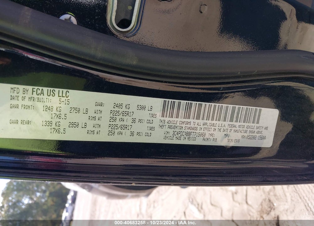 2015 DODGE JOURNEY AMERICAN VALUE PKG VIN: 3C4PDCAB8FT715060