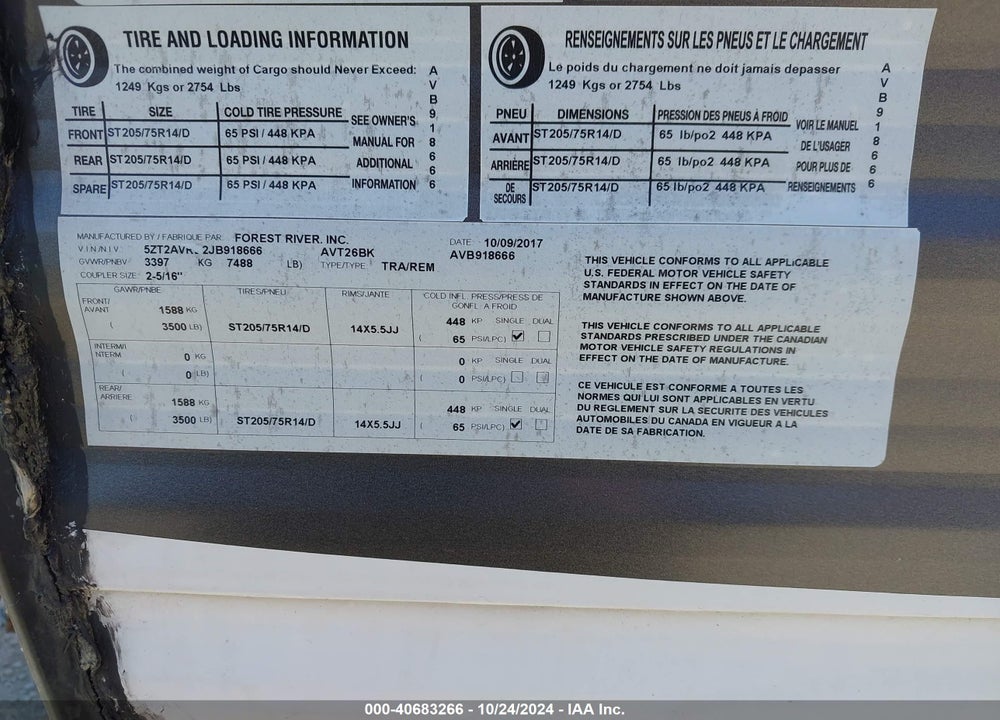 2018 ATI AVENGER VIN: 5ZT2AVRB2JB918666